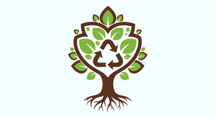 Fototapeta premium Recycle Symbol Tree Logo - Eco-friendly Concept