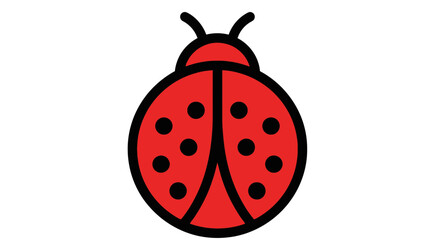 Obraz premium Red Ladybug Icon with Black Spots on White Background