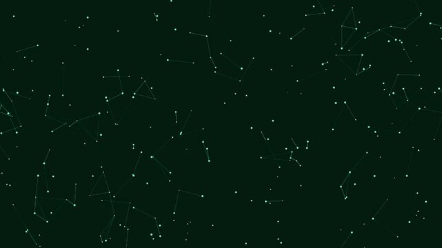 Digital network background with connecting lines and dots. Seamless loop background featuring a Cyber Green color scheme. High quality abstract animation for business, tech, and creative projects.