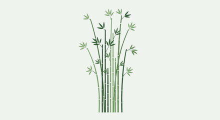 Stylized Bamboo Forest Illustration on Light Grey Background