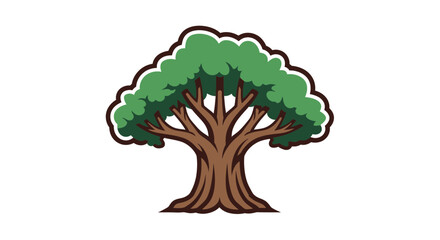 Stylized Tree Illustration - Green Canopy and Strong Trunk © Anisah