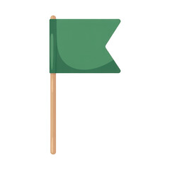 Obraz premium Green flag on wooden stick pole isolated on a transparent background