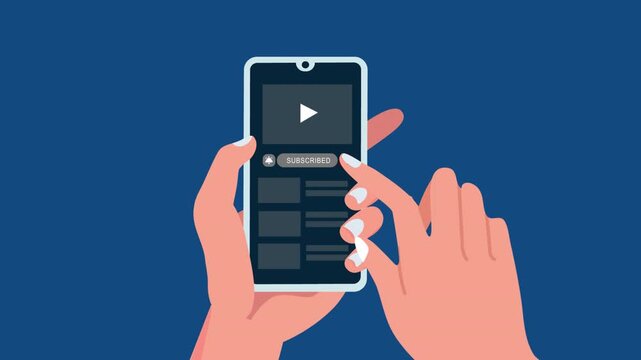 Animation Pressing subscribe button on social ,suitable of media on social media app and content with 2d and cartoon style . Alpha channel only 4k

