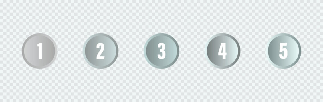 Glossy Metallic Numbered Circles 1-5 for Step-by-Step Process