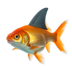 Obraz premium Orange goldfish with shark fin orange fish with fin isolated on a transparent background