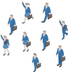 High School Students in Uniform Vector. Isometric Characters for Entrance Ceremony and New School Year