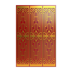 Luxurious Red and Gold Art Deco Decorative Screen Door