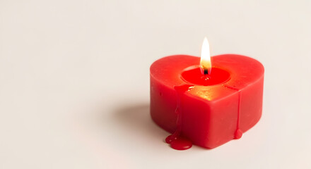 Heart-shaped candle creating warm Valentine atmosphere