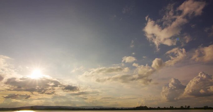Timelapse sunset over the clouds
