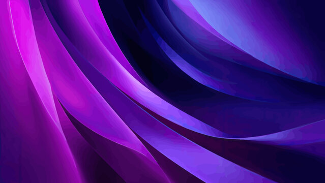 Abstract Dark Purple Background with Elegant Overlapping Silk Waves and Deep Blue Gradient Fluid Curves for Modern Professional Design