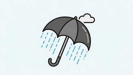 Cartoon umbrella in the rain with cloud vector illustration isolated