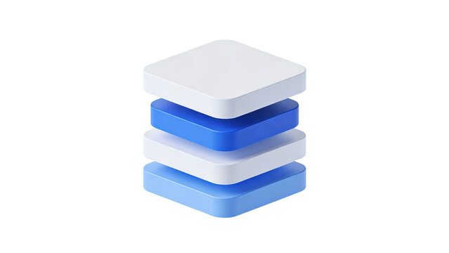 Abstract 3D Isometric White and Blue Data Stack for Cloud Computing and SaaS Concept