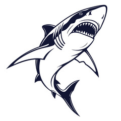 Naklejka premium Aggressive shark with open mouth and sharp teeth apex predator
