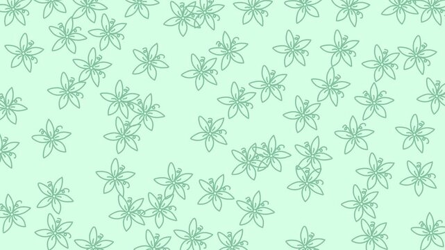 Green floral cartoon doodle pattern with fun minimalist lines, ideal for backgrounds, wallpapers, packaging, textiles, and playful digital designs.