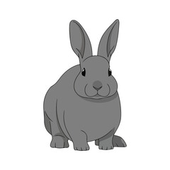 Obraz premium Cute Gray Rabbit Cartoon Illustration Isolated