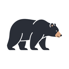 Obraz premium Stylized Black Bear Icon Simple Flat Vector Illustration
