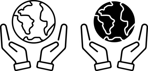 Hands holding Earth icon set for eco awareness © MOHAMMAD RABBI