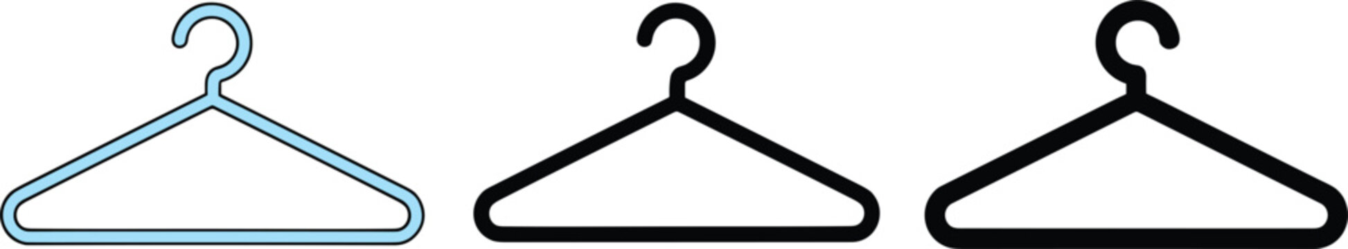 Clothes hanger icon set representing wardrobe organization fashion retail laundry storage vector illustration outline minimal design