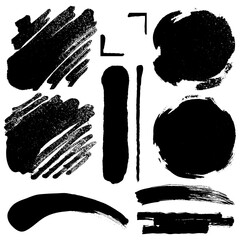 Black brush stroke set for art and design projects