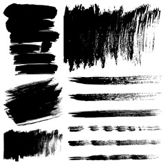 Black brush strokes set for artistic backgrounds