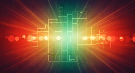 Obraz premium Abstract digital grid pattern with vibrant glowing light ray