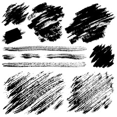Various black brush strokes for artistic projects