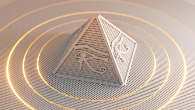 Eye Of Horus Pyramid With Orange Energy Waves