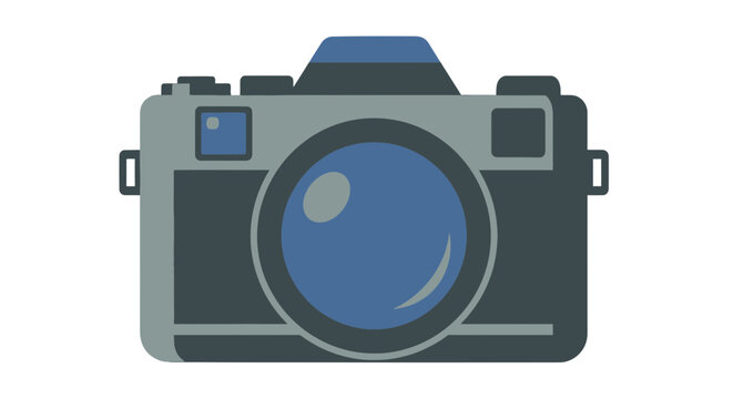 Digital Camera Illustration with Blue Lens.