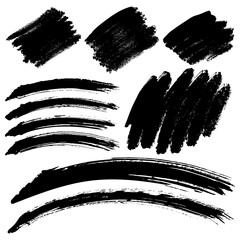 Black brush stroke set for art and design projects