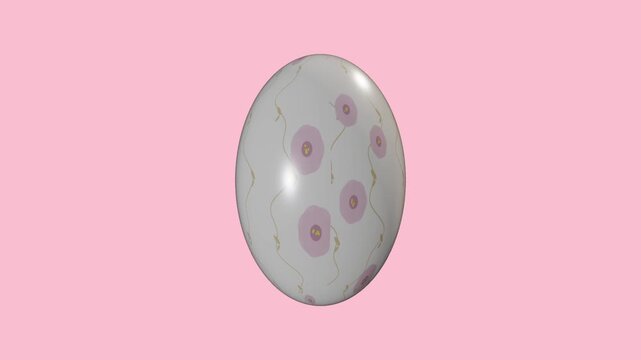 Rotating Decorative Egg Illustration Animation with Cute Facial Pattern Design
