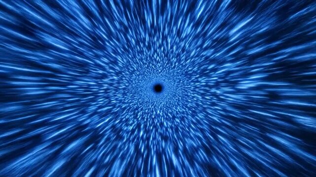 Blue tunnel of light converging towards a central black hole or singularity