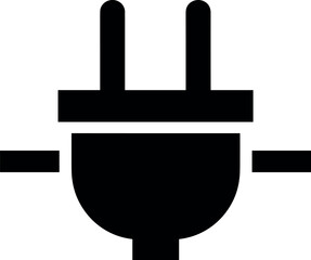 Obraz premium Black Vector Icon of an Electric Power Plug Symbolizing Energy, Charging, and Connection on Isolated White Background