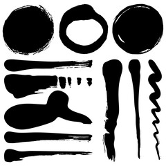 Black brush stroke set for art and design projects