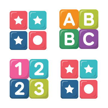 Alphabet and numbers learning tiles for literacy week poster, kindergarten readiness session, early childhood education fair, classroom resources vector