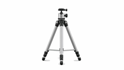 A silver and black tripod stands on a white background © Warsi