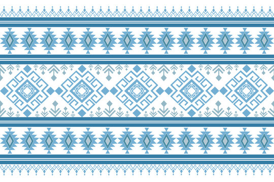 Blue Geometric Tribal Stripe Seamless Pattern