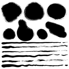 Black brush stroke sets for creative projects
