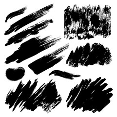 Black brush stroke set for creative projects