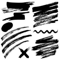 Black brush stroke set for creative designs