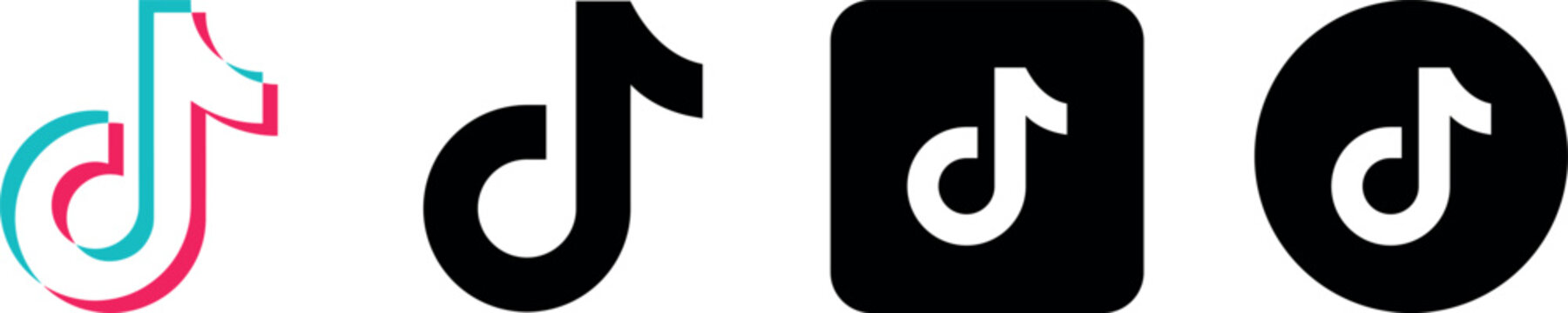 TikTok logo set variation on white background. Tik Tok app. Vector