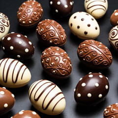 Colorfull Eastereggs on a dark background. Easter background.