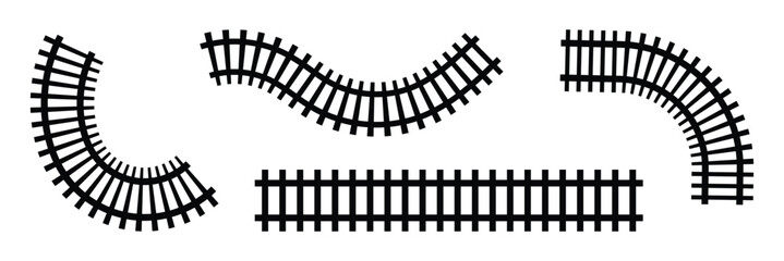Railway train track vector route. rail pattern curve railroad path icon. vector illustration. eps 10 . © Micro  Vector Market
