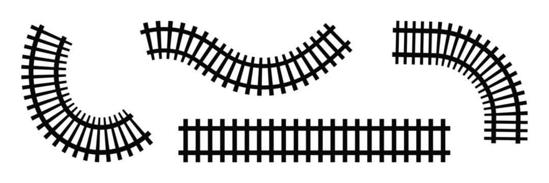 Railway train track vector route. rail pattern curve railroad path icon. vector illustration. eps 10 .