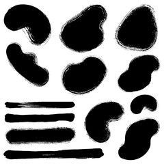 Black brush stroke set for art and design projects