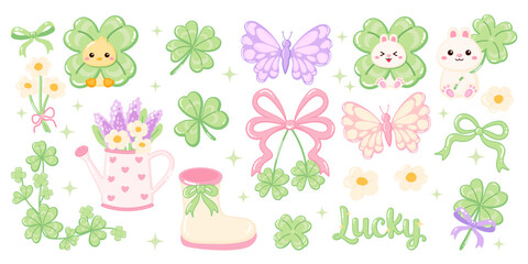 Cute spring garden Shamrock for St Patricks Day clipart collection