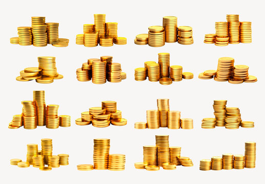 Stacks Of Shiny Gold Coins Element Design Collection