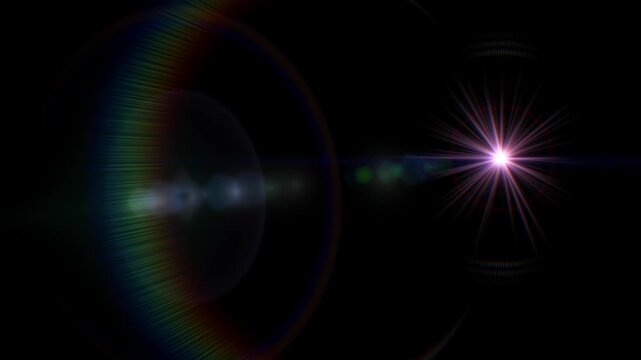 Starburst radiates with pink rays amid colorful circles and lines