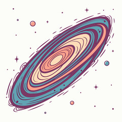 Colorful spiral nebula cloud swirling with glowing rings © shahin10