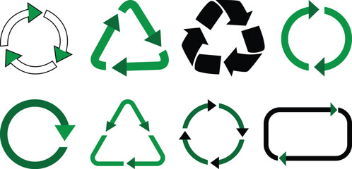 Recycling Arrow Icons Set Eco Symbols.
