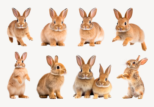 Adorable Rabbits In Various Poses Element Design Set